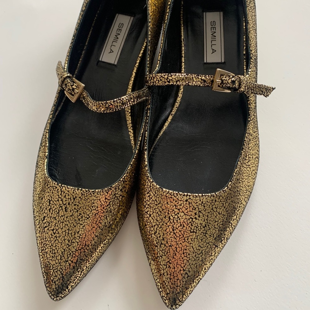Semilla Gold Maryjane Buckle Ballet Flat Italy